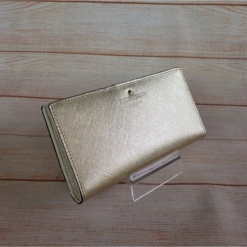 Kate Spade Saffiano Leather Metallic Wallet with Gift Box